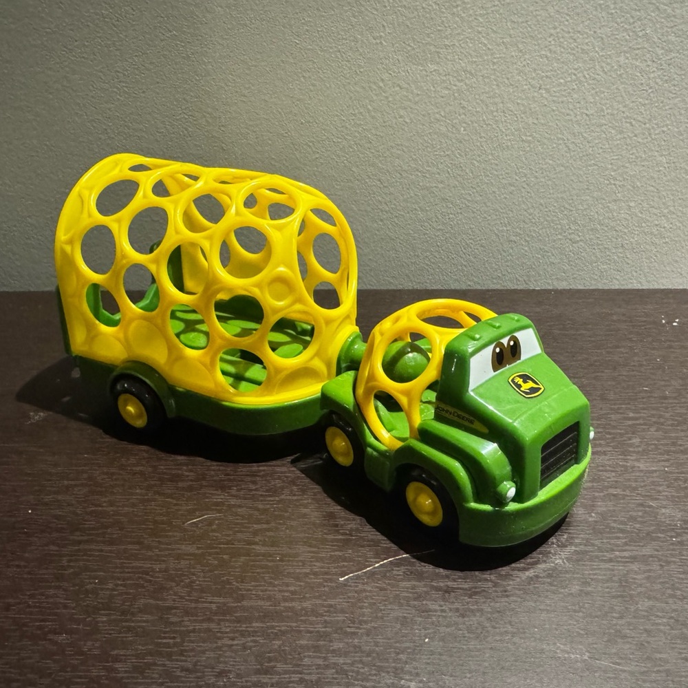 John Deere Green & Yellow Toy Truck with Removable Trailer